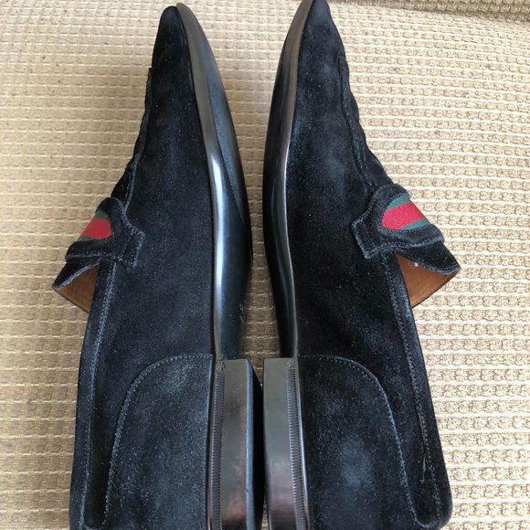 Gucci Men\'s Black Monogram Leather Suede Loafer Shoes main image 11
